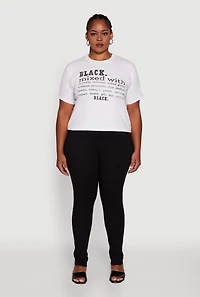 Womens Plus Size Black Graphic Print Rhinestone T-Shirt, White, Size 3X