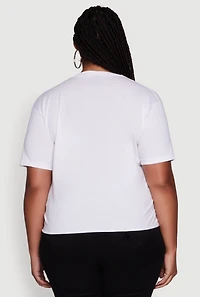 Womens Plus Size Born To Ride Slashed Graphic T-Shirt, White, Size 2X