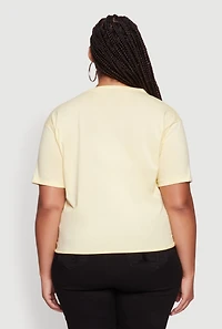 Womens Plus Size Born To Ride Slashed Graphic T-Shirt, Yellow, Size 1X