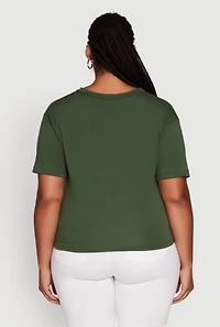 Womens Plus NYC Graphic Print Knot Front T-Shirt,