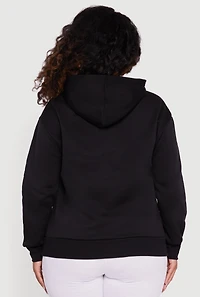 Womens Plus Fleece Lined Hooded London Graphic Sweatshirt, 2X