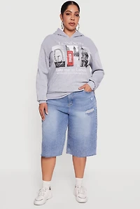 Plus Fleece Lined Hooded London Graphic Sweatshirt