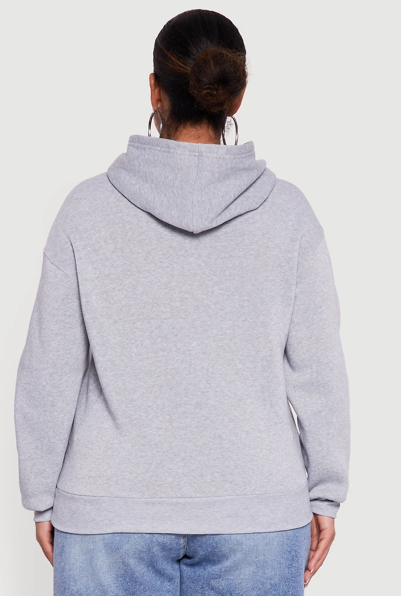 Plus Fleece Lined Hooded London Graphic Sweatshirt