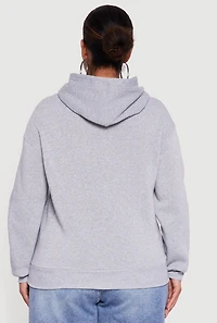Plus Fleece Lined Hooded London Graphic Sweatshirt