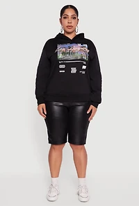 Plus Fleece Lined Hooded Los Angeles Graphic Sweatshirt