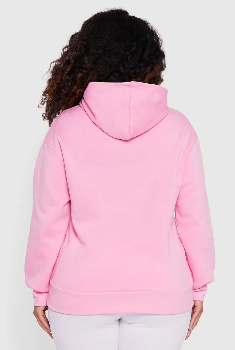 Womens Plus Size Fleece Lined Hooded Los Angeles Graphic Sweatshirt, Pink, Size 2X