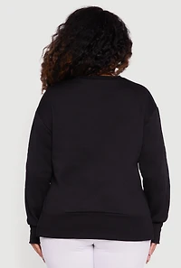 Plus Thumb Hole Detail Side Slit Oversized Sweatshirt