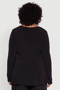 Womens Plus Twist Front Long Sleeve Blouse,