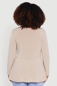 Womens Plus Size Twist Front Long Sleeve Blouse, Beige, Size 3X