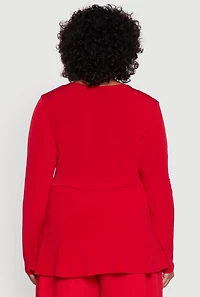 Womens Plus Size Twist Front Long Sleeve Blouse, Red, Size 1X