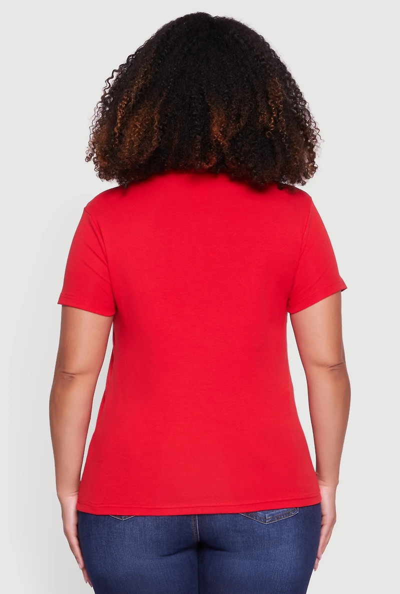 Plus Asymmetrical Metallic Detail Slit Front Top