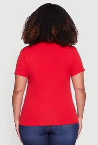 Plus Asymmetrical Metallic Detail Slit Front Top