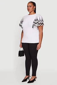 Plus Floral Lace Flounce Sleeve Blouse