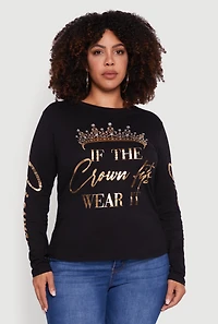 Womens Plus Size If The Crown Fits Wear It Graphic Tee, Black, Size 2X