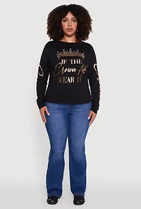 Womens Plus Size If The Crown Fits Wear It Graphic Tee, Black, Size 2X