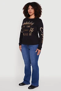 Womens Plus Size If The Crown Fits Wear It Graphic Tee, Black, Size 2X