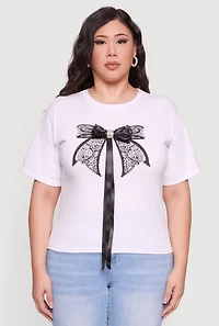 Plus Bow Detail Short Sleeve Tee