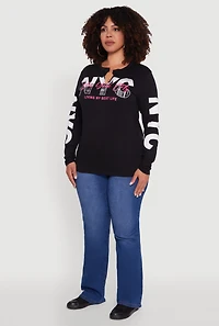 Womens Plus Size NYC Living My Best Life Graphic Tee, Black, Size 3X