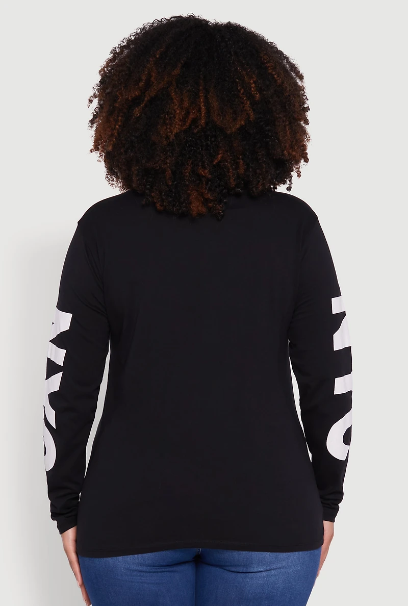 Womens Plus Size NYC Living My Best Life Graphic Tee, Black, Size 3X