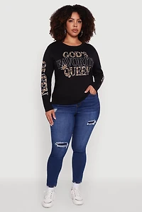 Plus Gods Favorite Queen Long Sleeve T-Shirt