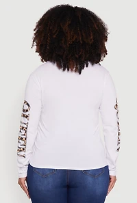 Womens Plus Size Gods Favorite Queen Long Sleeve T-Shirt, White, Size 1X