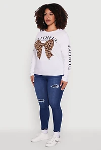 Womens Plus Size Faithful Graphic Long Sleeve Crew Neck Tee, White, Size 1X