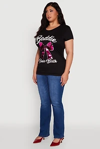 Womens Plus Baddie Since Birth Sequin Graphic Tee,
