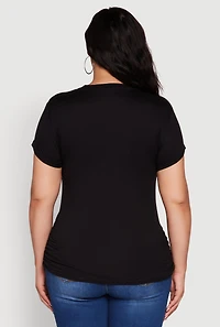 Womens Plus Baddie Since Birth Sequin Graphic Tee,