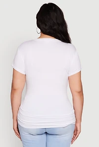 Womens Plus Size Baddie Since Birth Sequin Graphic Tee, White, Size 1X