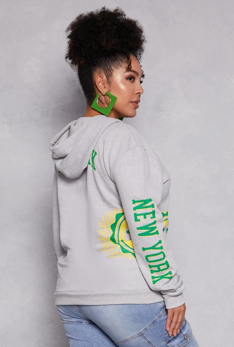 Plus New York Graphic Pullover Hoodie