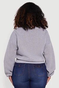 Plus New York Long Sleeve Shirt Collar Sweatshirt