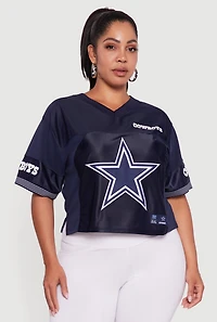 Womens Plus Size NFL Cowboys Cropped Jersey, Blue, Size 2X