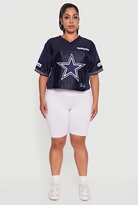 Womens Plus Size NFL Cowboys Cropped Jersey, Blue, Size 2X