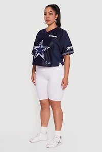 Womens Plus Size NFL Cowboys Cropped Jersey, Blue, Size 2X