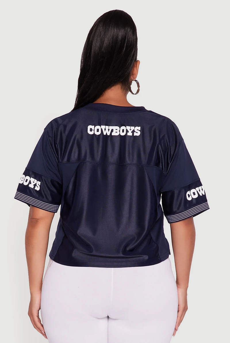 Womens Plus Size NFL Cowboys Cropped Jersey, Blue, Size 2X