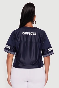 Womens Plus Size NFL Cowboys Cropped Jersey, Blue, Size 2X