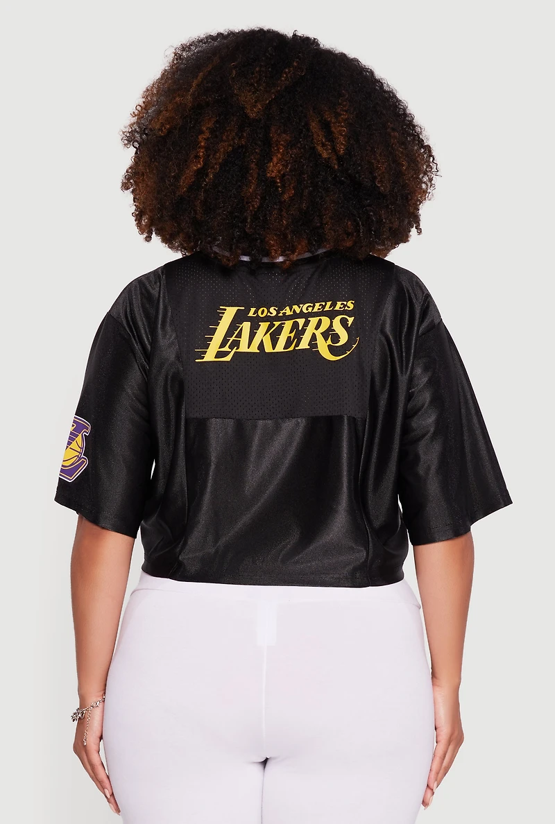 Womens Plus NBA Los Angeles Lakers Cropped Jersey, Black,