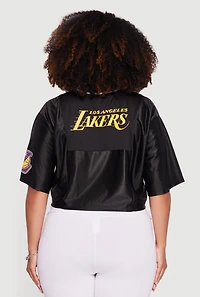 Womens Plus NBA Los Angeles Lakers Cropped Jersey, Black,
