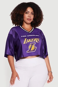 Womens Plus Size NBA Los Angeles Lakers Cropped Jersey, Purple, Size 2X