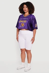 Womens Plus Size NBA Los Angeles Lakers Cropped Jersey, Purple, Size 2X