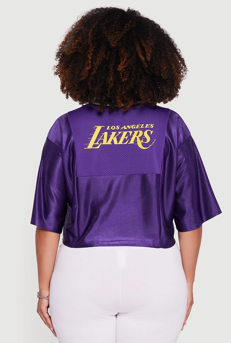 Womens Plus Size NBA Los Angeles Lakers Cropped Jersey, Purple, Size 2X
