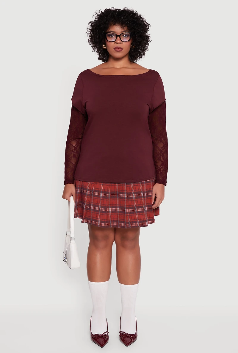 Plus Lace Long Sleeve Top