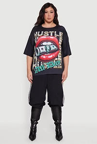 Plus Oversized Hustle All Day Graphic Tee