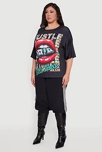 Plus Oversized Hustle All Day Graphic Tee