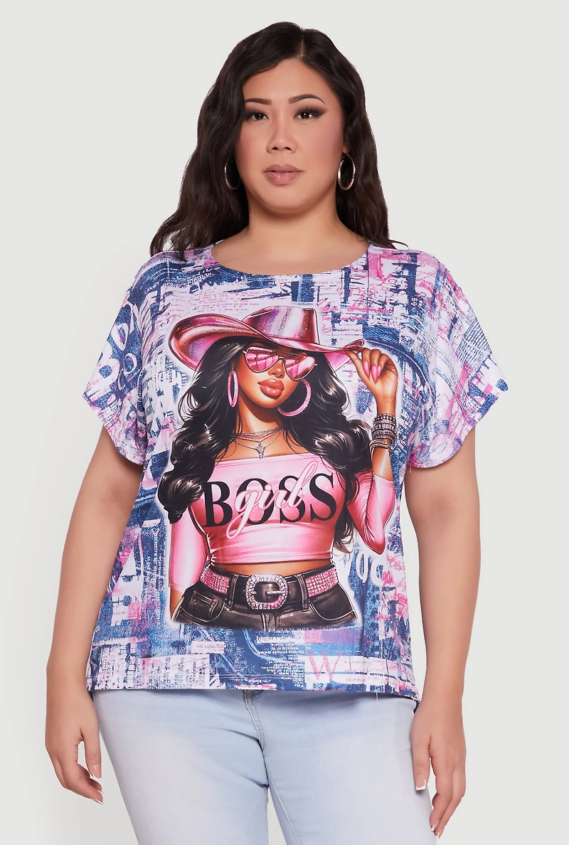 Plus Boss Girl Graphic Short Sleeve Tee
