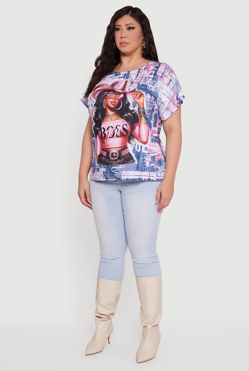 Plus Boss Girl Graphic Short Sleeve Tee