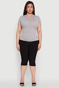 Plus Seamless Textured Knit Crew Neck T-Shirt