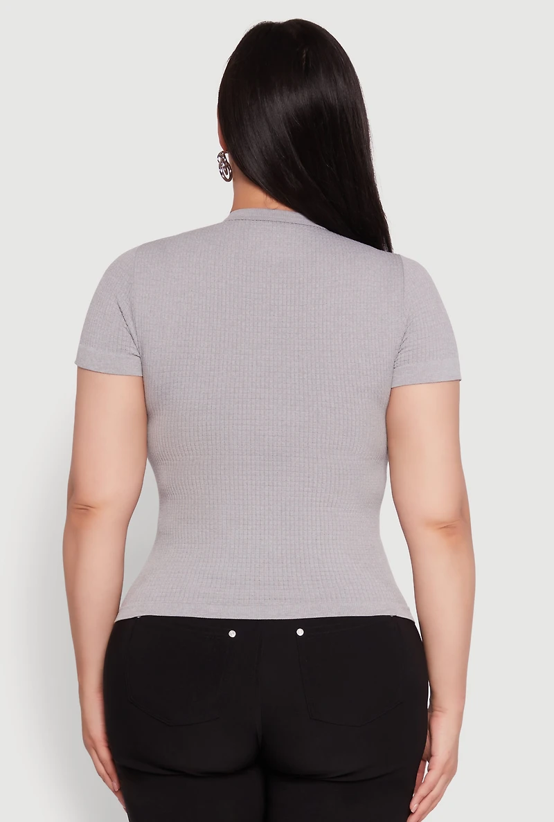 Plus Seamless Textured Knit Crew Neck T-Shirt