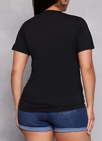 Plus Basic Ruched Side Crew Neck Tee