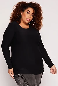 Plus Ruched Side Long Sleeve Top